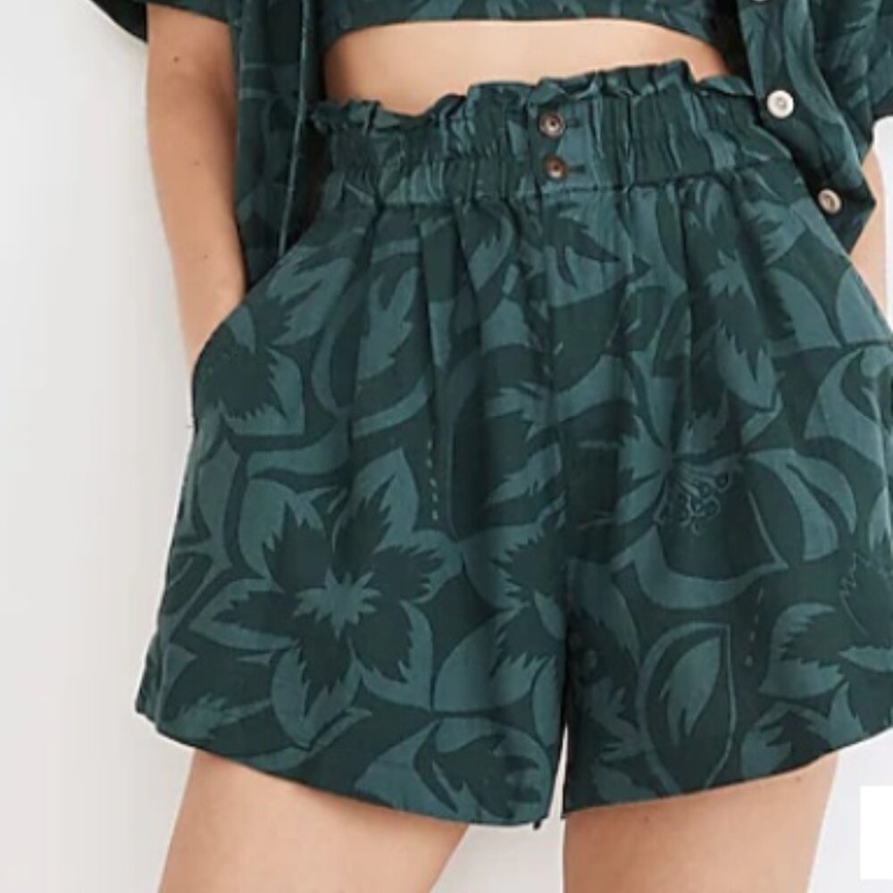 Madewell Linen-Blend Pull-On Paperbag Shorts in Tropicale Floral